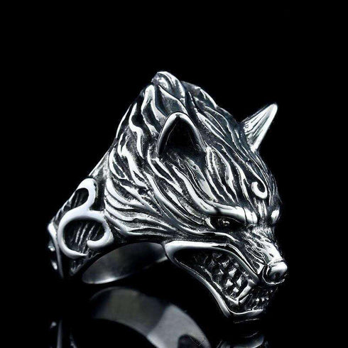 Bague Loup Tête de Loup Acier